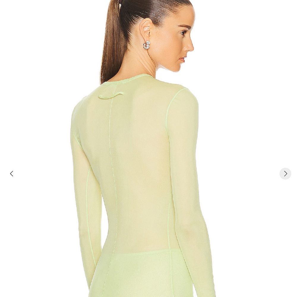 GRLFRND Long Sleeve Mesh Tee in Green, Size: XXS
